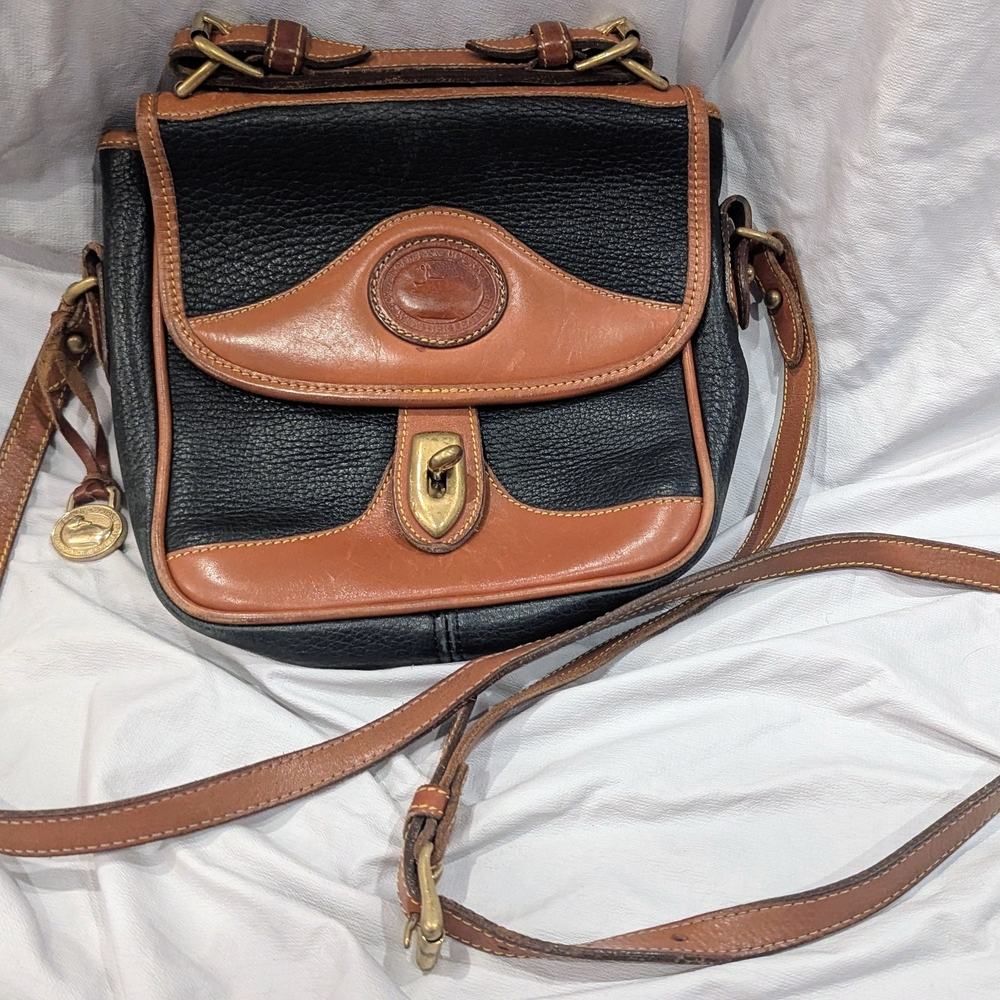Classic Black and Brown Leather Shoulder Bag